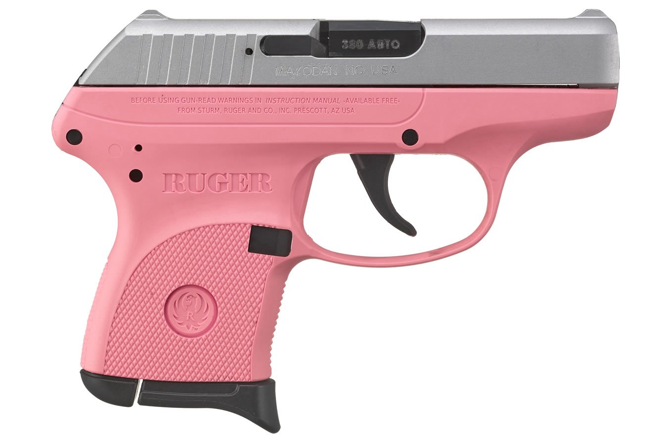 RUGER LCP 380 ACP SILVER SLIDE PINK FRAME 2.75 IN BBL