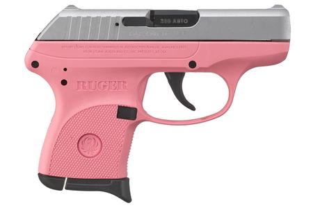 RUGER LCP 380 ACP Pistol with Pink Grip Frame and Satin Aluminum Cerakote Slide