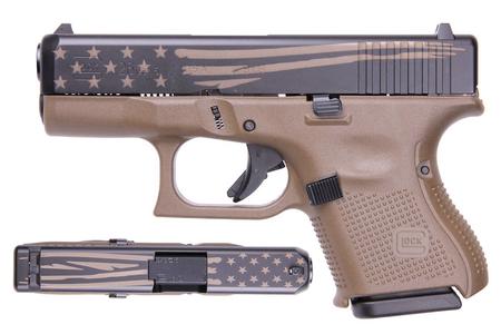 GLOCK 26 Gen5 9mm Carry Conceal Pistol with FDE Frame and Laser Engraved Distressed Fl