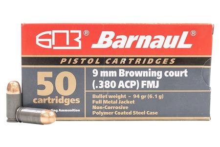 BARNAUL 380 ACP 94 Grain FMJ Steel Polycoated Case 50/Box