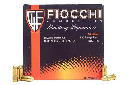 Fiocchi 40SW 165 gr FMJTC Police Trade Ammo 250 Round Bulk Pack