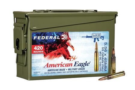 FEDERAL AMMUNITION XM193 5.56mm 55 gr FMJ 420 Rounds Loose in Metal Ammo Can
