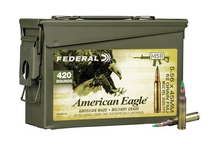 FEDERAL AMMUNITION XM855 5.56mm 62 gr FMJ 420 Rounds Loose in Metal Ammo Can