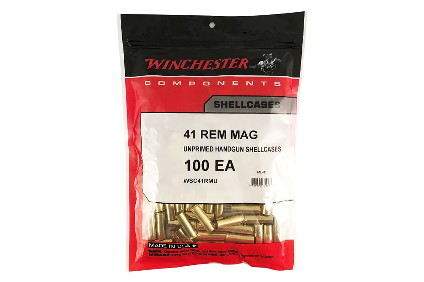 WINCHESTER AMMO 41 MAG UNPRIMED HANDGUN SHELLCASES 