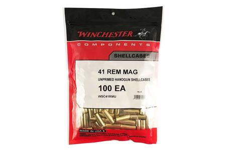 WINCHESTER AMMO 41 Remington Magnum Unprimed Handgun Shell Cases 100/Bag