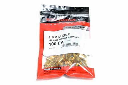 WINCHESTER AMMO 9mm Luger Unprimed Handgun Shell Cases 100/Bag