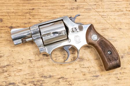 MODEL 36 38 SPECIAL NICKEL-PLATED REVOLVER WITH WOOD GRIPS (MFG. 1981)