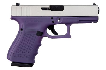 GLOCK G19 Gen4 9mm Pistol with Cerakote Purple Frame and Shimmering Aluminum Slide