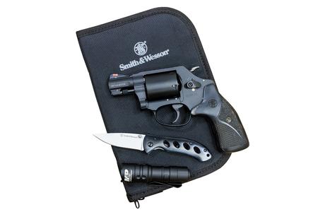 SMITH AND WESSON Model 360 357 Magnum Revolver EDC Kit with Silver/Black Wood Grips