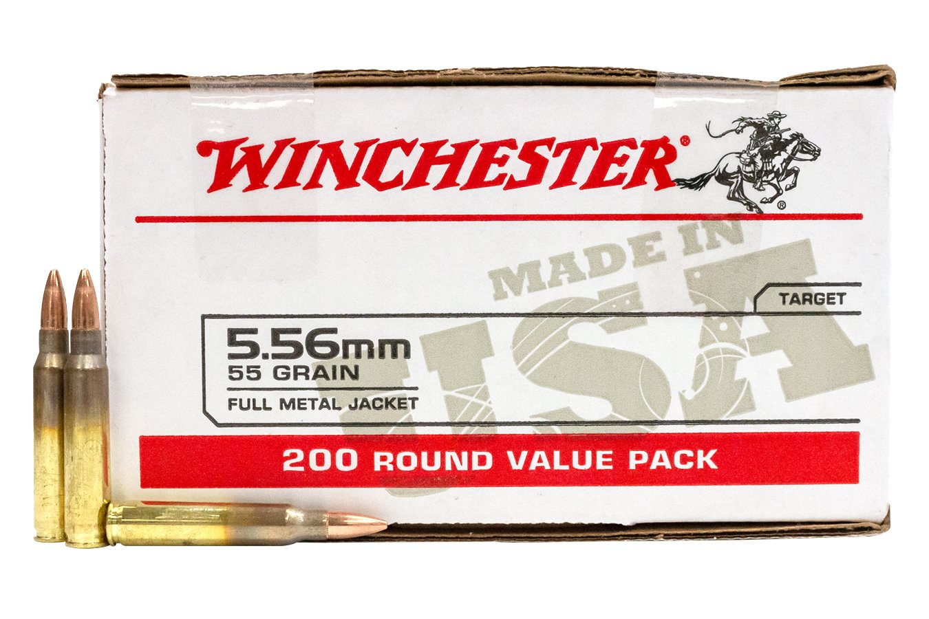 Winchester 5.56mm 55 Gr FMJ USA White Box 200/Box