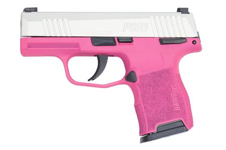 SIG SAUER P365 Micro Compact 9mm Striker-Fired Pistol with Pink Cerakote Frame and Silver