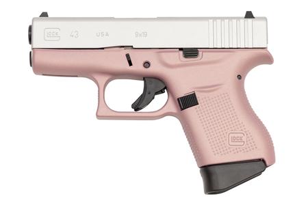 43 9MM SUBCOMPACT PISTOL WITH PINK FRAME SILVER SLIDE