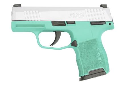 SIG SAUER P365 Micro Compact 9mm Pistol with Robins Egg Blue Cerakote Frame and Silver Cerakote Slide