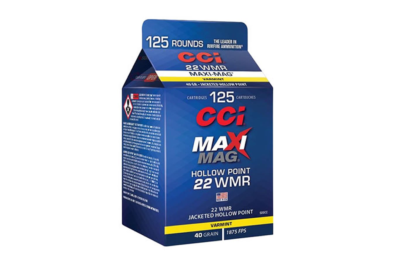 CCI AMMUNITION 22 WMR 40 GR MAXI-MAG JHP 125/BOX