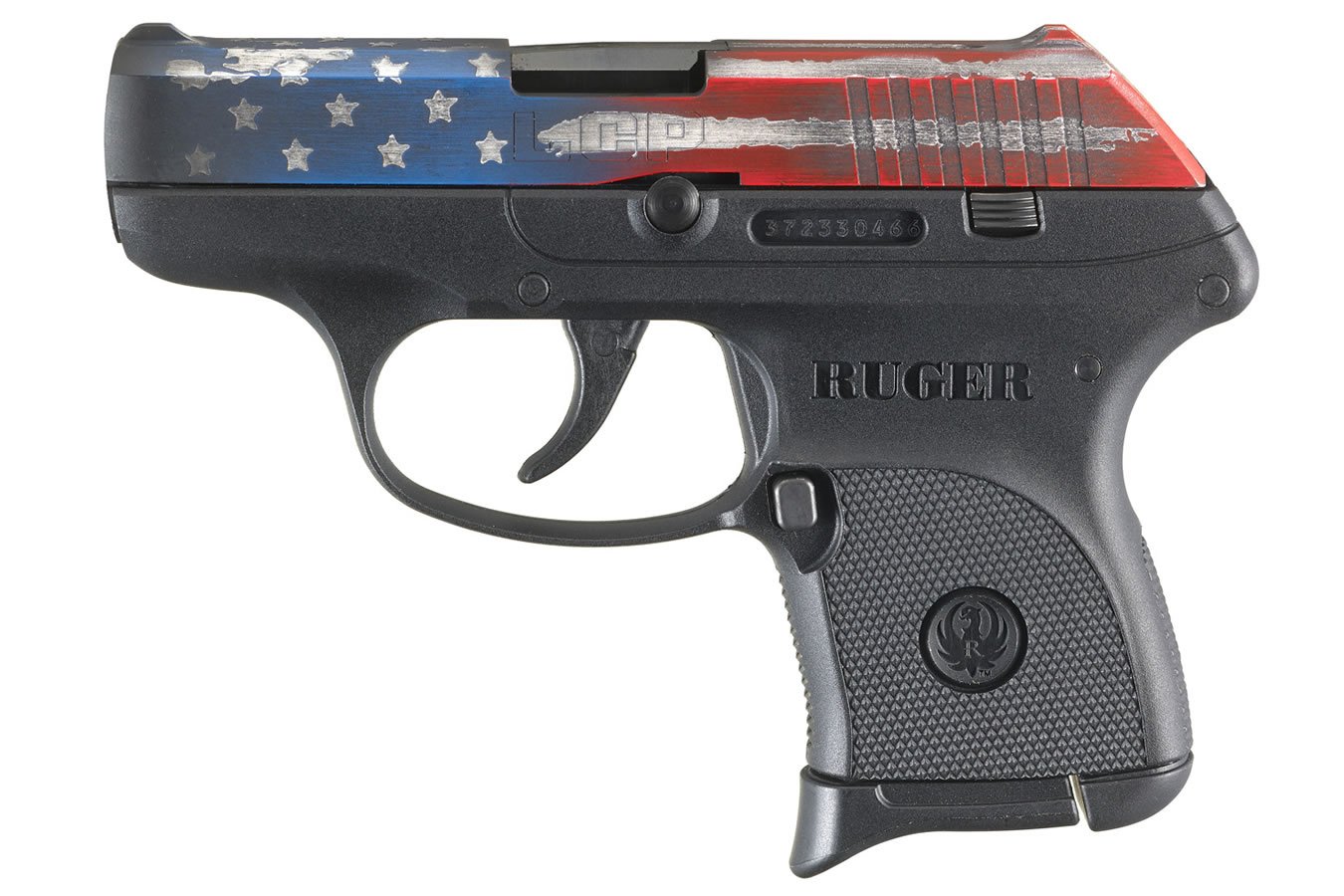 RUGER LCP 380 ACP AMERICAN FLAG CERAKOTE SLIDE BLACK FRAME 2.75 IN BBL