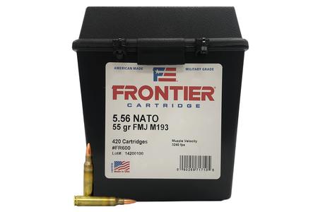 HORNADY 5.56 NATO 55 gr FMJ (M193) Frontier 420 Rounds in Plastic Ammo Can