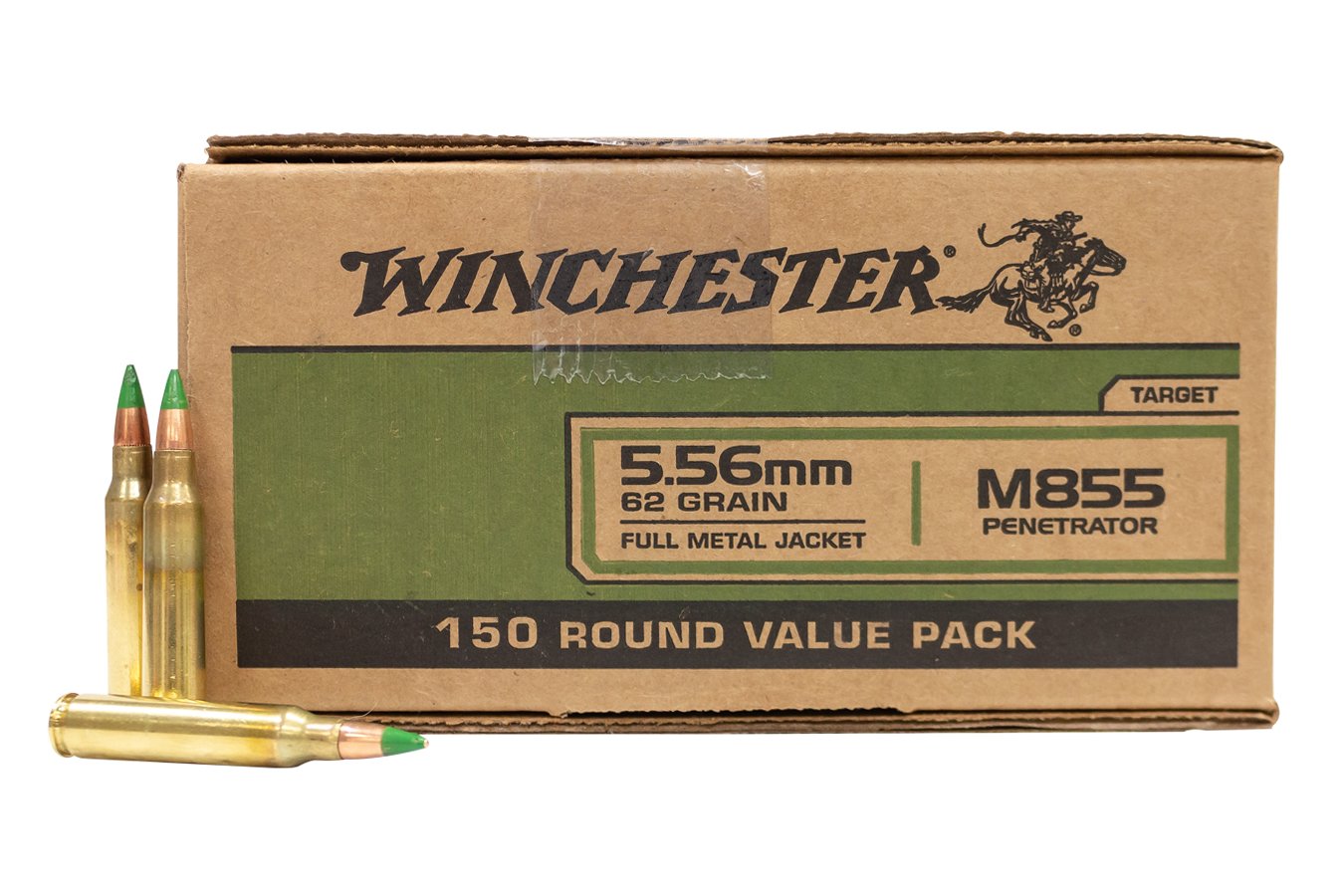 WINCHESTER AMMO 5.56MM 62 GR FMJ GREEN TIP 150 RNDS