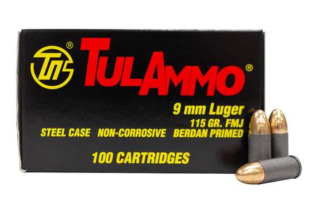 TULA AMMO 9mm Luger 115 gr FMJ Steel Case 100/Box