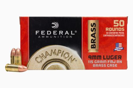 FEDERAL AMMUNITION 9mm 115 gr FMJ Champion Training 50/Box