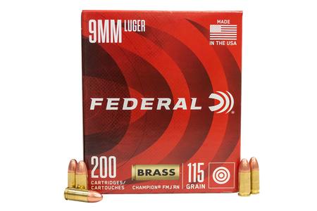 FEDERAL AMMUNITION 9mm 115 gr FMJ Champion Training 200/Box