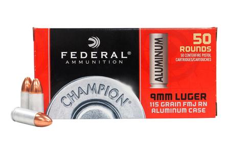 FEDERAL AMMUNITION 9mm 115 gr Full Metal Jacket Aluminum Champion 50/Box
