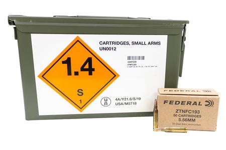 FEDERAL AMMUNITION 5.56mm 55 gr FMJ Boat Tail 1100 Rounds in Ammo Can