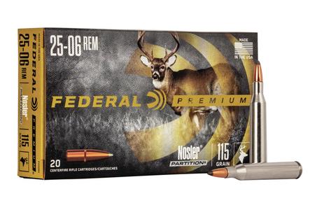 FEDERAL AMMUNITION 25-06 Rem 115 gr Nosler Partition 20/Box