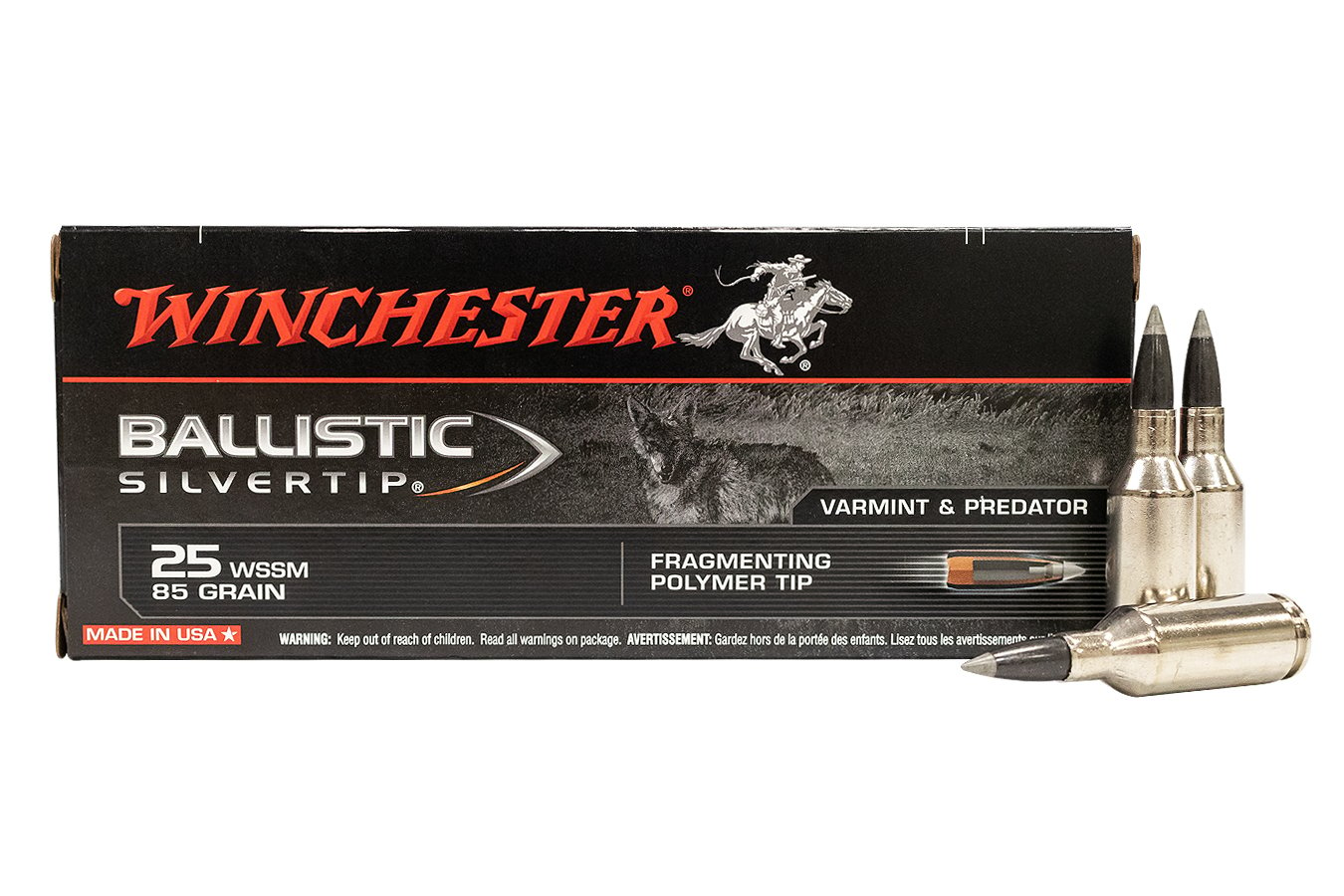 WINCHESTER AMMO 25 WSSM 85 GR BALLISTIC SILVERTIP 