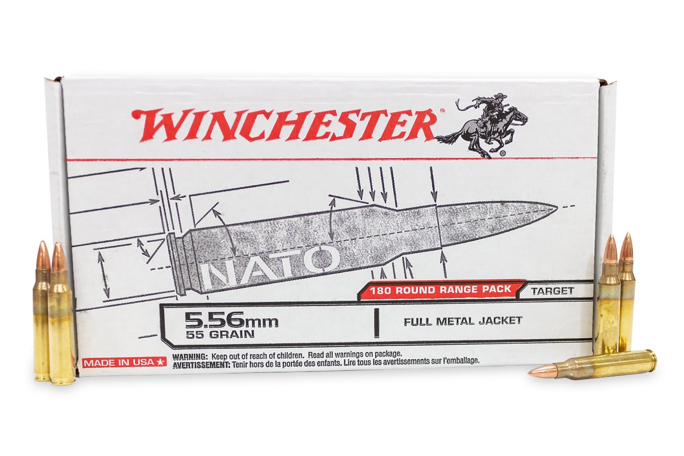 WINCHESTER AMMO 5.56MM 55 GR FMJ RANGE PACK 180 RD