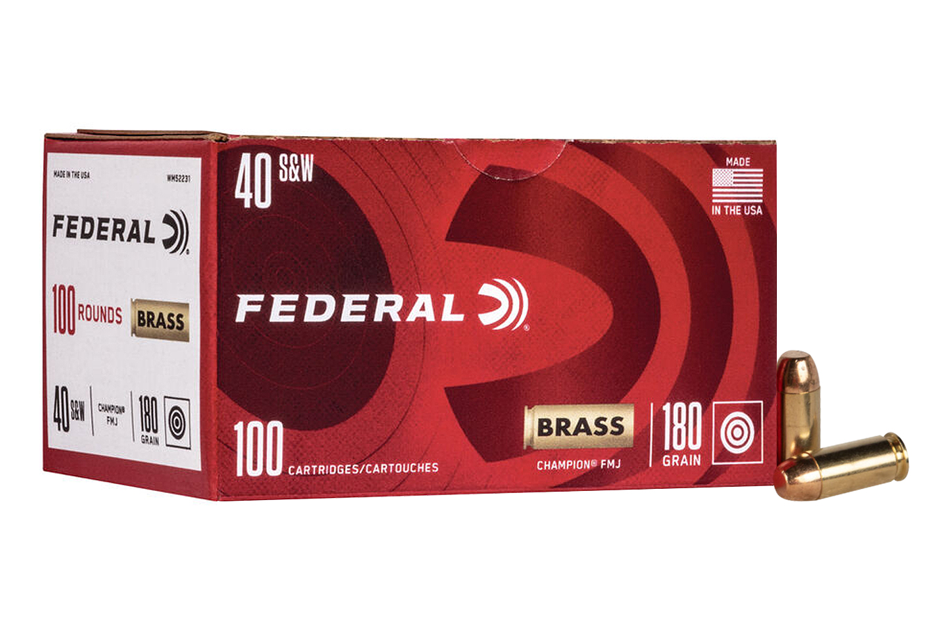 FEDERAL AMMUNITION 40SW 180 GR FMJ CHAMPION TRAINING 100/BOX