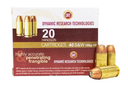 DYNAMIC RESEARCH TECHNOLOGIES 40 SW 105 gr Jacketed Hollow Point Frangible 20/Box