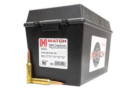6MM CREEDMOOR 108 GR ELD MATCH 4-PACK WITH AMMO CAN AND BALLISTIC BAND