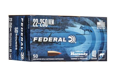 FEDERAL AMMUNITION 22-250 Rem 40 Gr Hornady V-Max Bulk Pack 50/Box