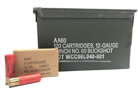 WINCHESTER AMMO 12 Gauge 3 inch 00 Buck 120 Rounds in 50 Cal Ammo Can