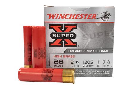 28 GA 2-3/4 INCH 1 OZ #7.5 SHOT HIGH BRASS SUPER-X 25/BOX