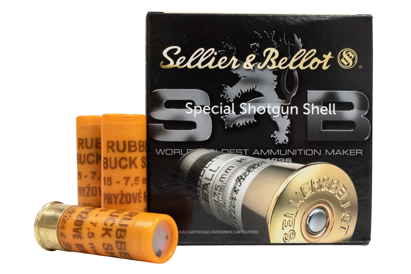 SELLIER AND BELLOT 12 GA 2-5/8 INCH RUBBER BUCKSHOT #15 PELLETS 25/BOX