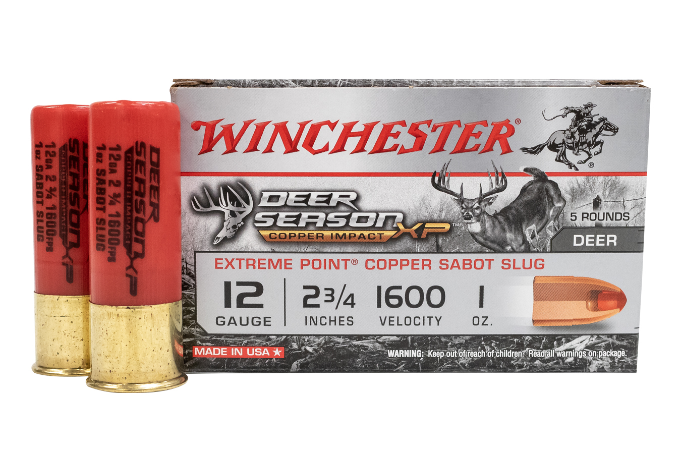 Winchester 12 Gauge 2 3 4 Inch 1 Oz Sabot Slug Deer Season Copper 