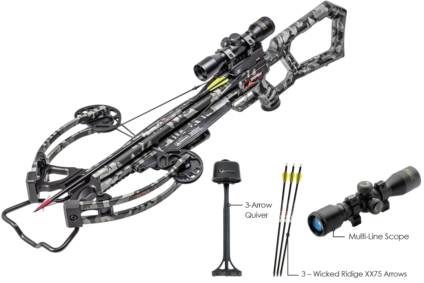 WICKED RIDGE M-370 ACU DRAW CROSSBOW PACKAGE