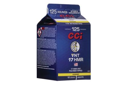 CCI AMMUNITION 17 HMR 17 gr VNT Polymer Tipped 125 Rounds in Carton