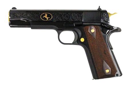 COLT 1911 Heritage .38 Super Full-Size Blued Pistol with Custom Scroll Engraving