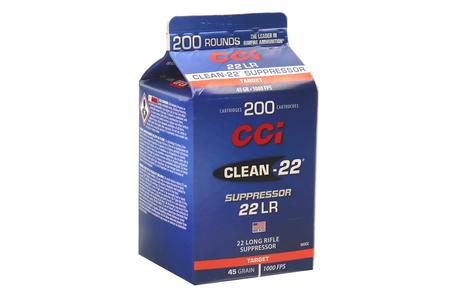 CCI 22 LR 45 gr Lead Round Nose Clean-22 Suppressor 200 Round Carton