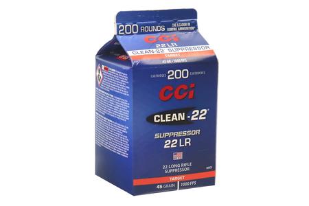 CCI AMMUNITION 22 LR 45 gr Lead Round Nose Clean-22 Suppressor 200 Round Carton