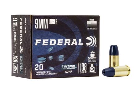 FEDERAL AMMUNITION 9mm Luger 138 GR SJHP Syntech Defense 20/Box