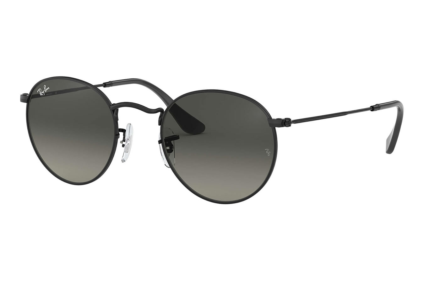 Ray-Ban Round Sunglasses with Black Metal Frame and Grey Gradient Lenses