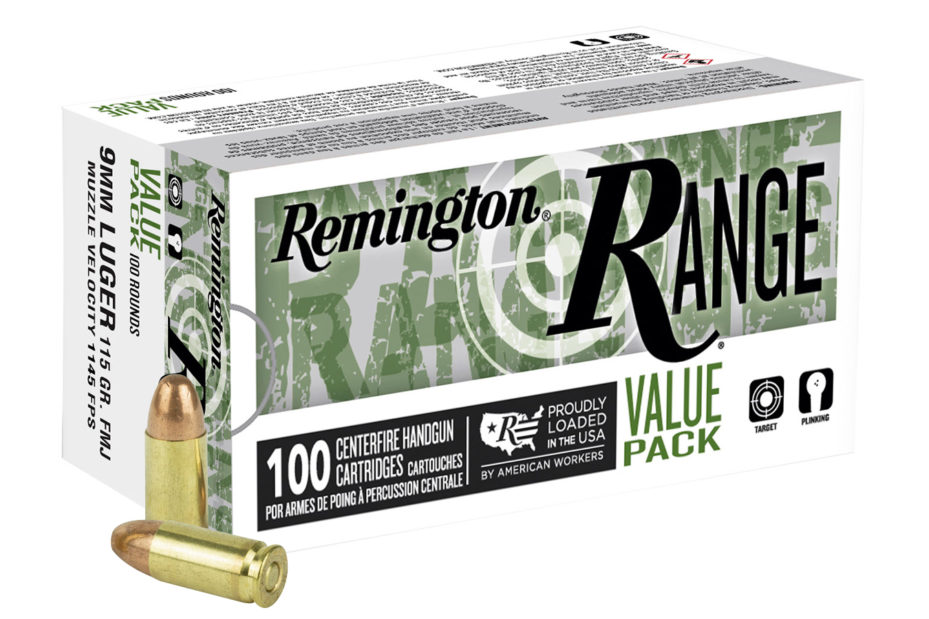 REMINGTON 9MM 115 GR FMJ RANGE VALUE PACK 100/BOX