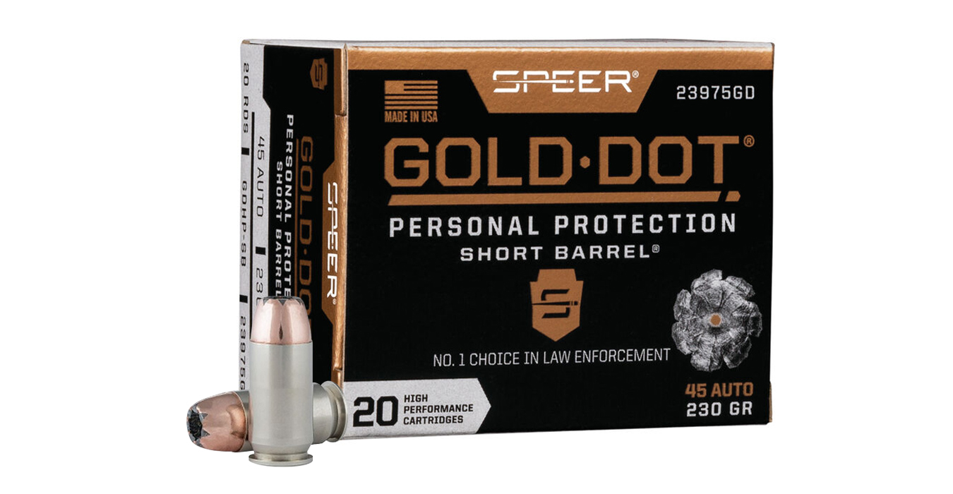 SPEER AMMUNITION 45 AUTO 230 GR GDHP SHORT BARREL