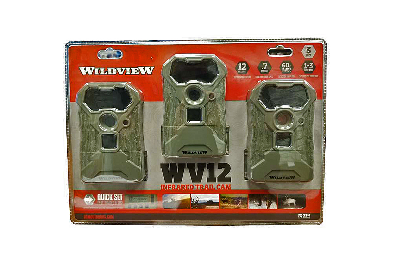 Stealth Cam Wildview 12MP Infrared Trail Camera, 3-Pack