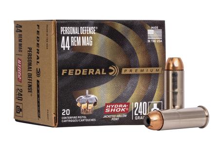 FEDERAL AMMUNITION 44 Remington Magnum 240 gr Hydra-Shok JHP Personal Defense 20/Box