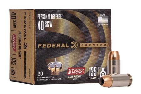 FEDERAL AMMUNITION 40SW 135 gr Hydra-Shok JHP Personal Defense 20/Box