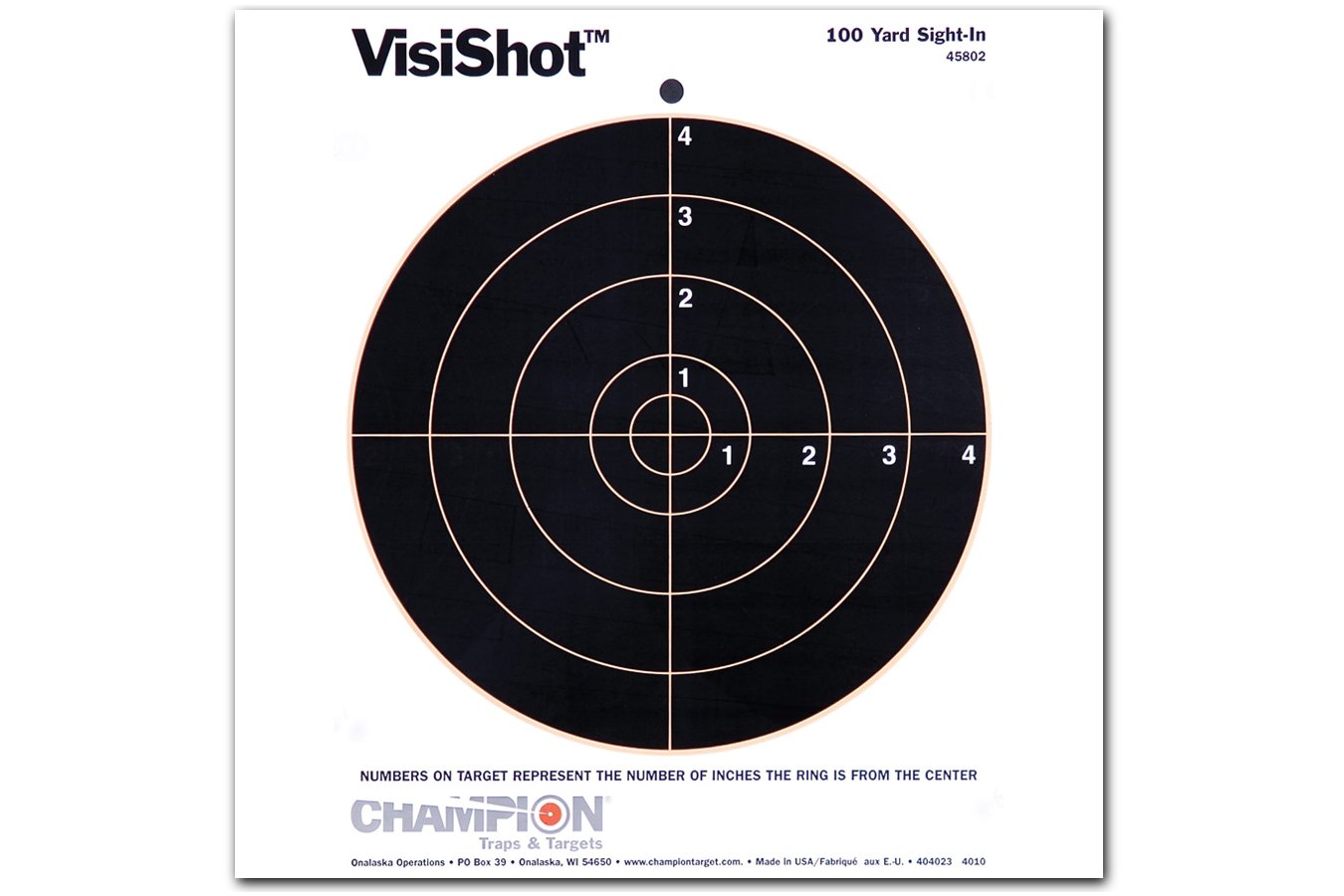 CHAMPION TARGET COMPANY VISISHOT INTERACTIVE 8 INCH BULLSEYE PAPER TARGET